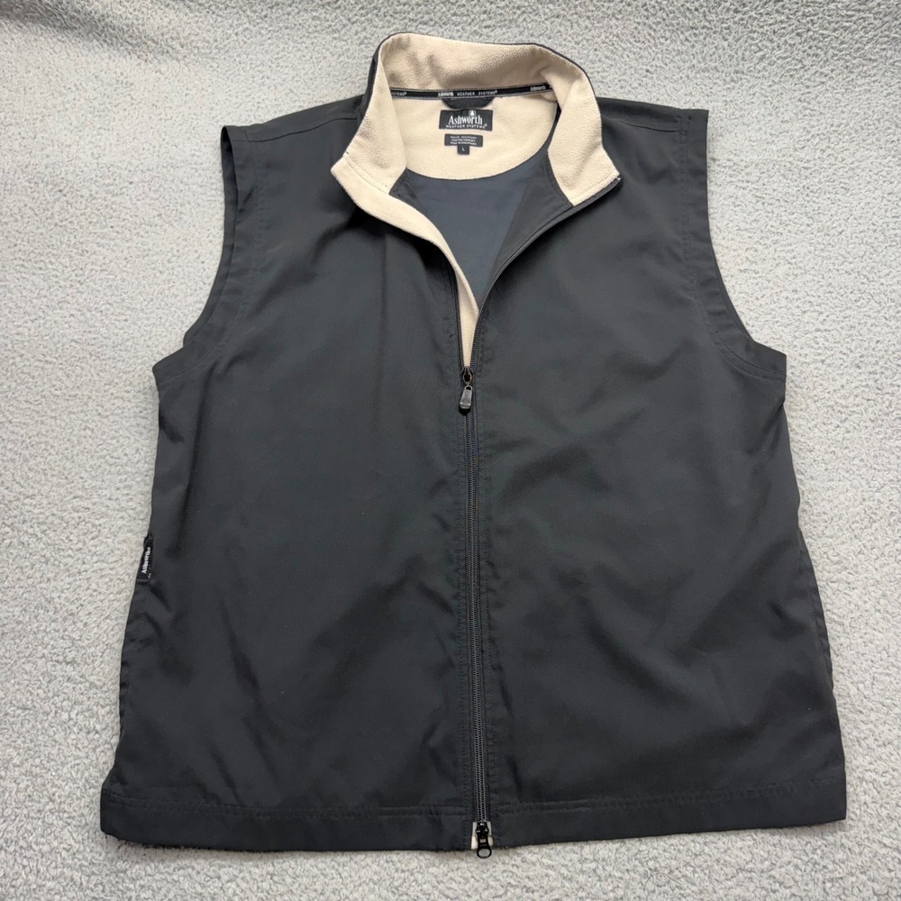 Ashworth Weather Systems AM1995 Mens Size Large Water Resistant Black Golf Vest